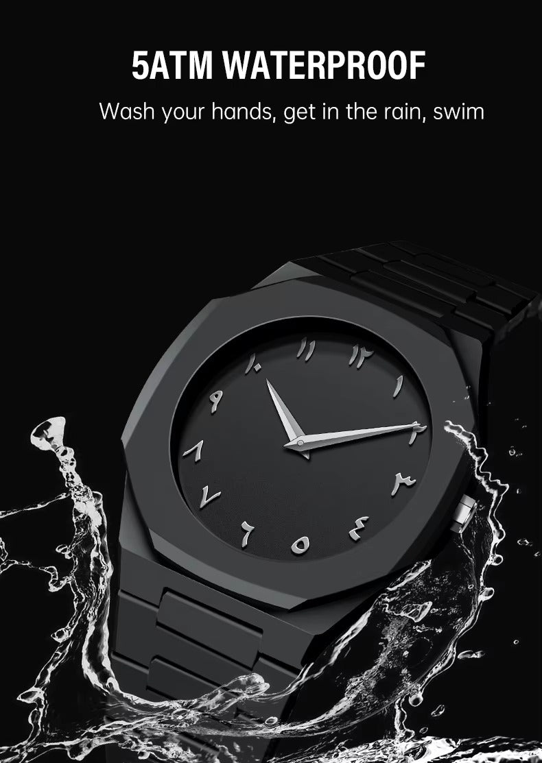 Waterproof Black Arabic Aura Watch
